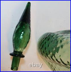 Vintage Empoli Decorative Green Glass Genie Bottle Decanter Retro MCM 22