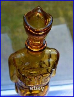 Vintage Empoli Geni Glass Decanter Bottle Italy 15.25 Tall Marked Figural