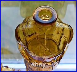 Vintage Empoli Geni Glass Decanter Bottle Italy 15.25 Tall Marked Figural