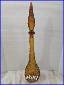 Vintage Empoli Genie Bottle Decanter Amber Wax Drip Large 22 With Stopper