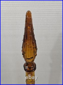 Vintage Empoli Genie Bottle Decanter Amber Wax Drip Large 22 With Stopper