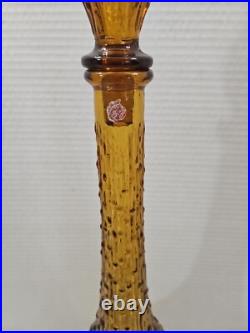 Vintage Empoli Genie Bottle Decanter Amber Wax Drip Large 22 With Stopper