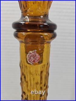 Vintage Empoli Genie Bottle Decanter Amber Wax Drip Large 22 With Stopper