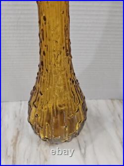 Vintage Empoli Genie Bottle Decanter Amber Wax Drip Large 22 With Stopper
