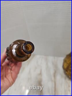 Vintage Empoli Genie Bottle Decanter Amber Wax Drip Large 22 With Stopper