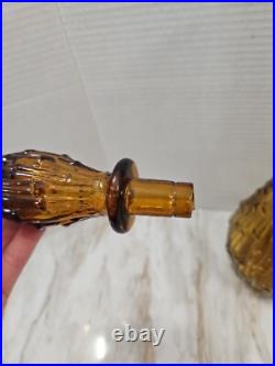 Vintage Empoli Genie Bottle Decanter Amber Wax Drip Large 22 With Stopper