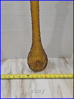 Vintage Empoli Genie Bottle Decanter Amber Wax Drip Large 22 With Stopper