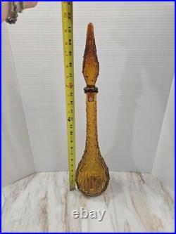 Vintage Empoli Genie Bottle Decanter Amber Wax Drip Large 22 With Stopper
