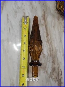 Vintage Empoli Genie Bottle Decanter Amber Wax Drip Large 22 With Stopper