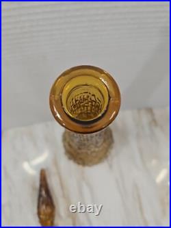 Vintage Empoli Genie Bottle Decanter Amber Wax Drip Large 22 With Stopper