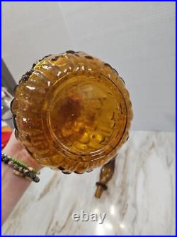 Vintage Empoli Genie Bottle Decanter Amber Wax Drip Large 22 With Stopper