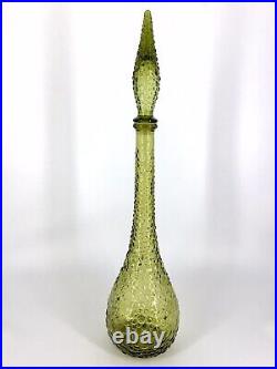 Vintage Empoli Genie Bottle Decanter Avocado? Green Bubble Glass 22 001