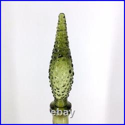 Vintage Empoli Genie Bottle Decanter Avocado? Green Bubble Glass 22 001