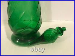 Vintage Empoli Genie Bottle Decanter Emerald Green