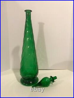 Vintage Empoli Genie Bottle Decanter Emerald Green