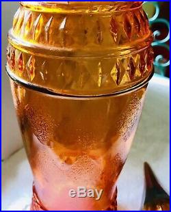 Vintage Empoli Genie Bottle Decanter Orange/ Amberina