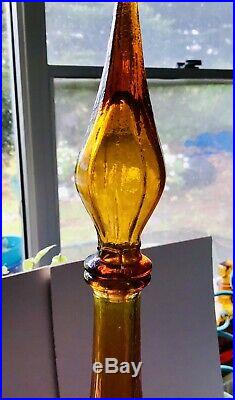 Vintage Empoli Genie Bottle Decanter Orange/ Amberina