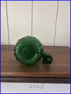 Vintage Empoli Genie Bottle Decanter with Stopper Green Italy Wax Drip Mid Century