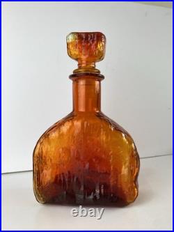 Vintage Empoli Glass Decanter Amberina Orange Textured Glass MCM