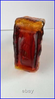 Vintage Empoli Glass Decanter Amberina Orange Textured Glass MCM