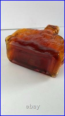Vintage Empoli Glass Decanter Amberina Orange Textured Glass MCM