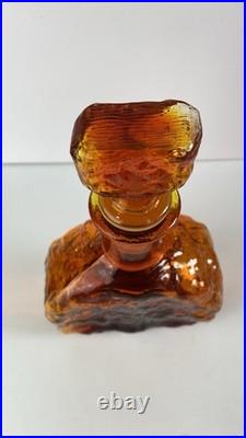 Vintage Empoli Glass Decanter Amberina Orange Textured Glass MCM