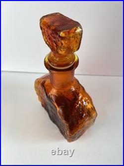 Vintage Empoli Glass Decanter Amberina Orange Textured Glass MCM