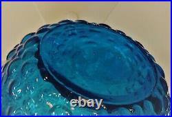 Vintage Empoli Glass Genie Bottle Decanter Blue Bubble Glass Italian MCM