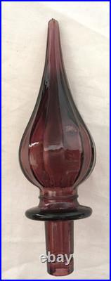 Vintage Empoli Glass Genie Bottle Decanter with Stopper Amethyst 18 1/4