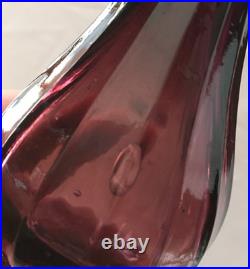Vintage Empoli Glass Genie Bottle Decanter with Stopper Amethyst 18 1/4