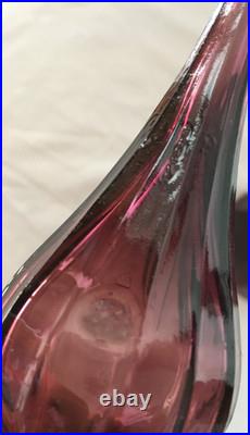 Vintage Empoli Glass Genie Bottle Decanter with Stopper Amethyst 18 1/4