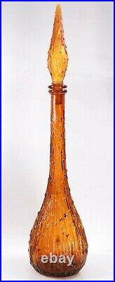 Vintage Empoli Glass Genie Bottle Italian Decanter Art Vase Circa 1960