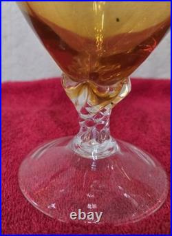 Vintage Empoli Glass Mid Century 50s-70s Hand-Blown Amber Glass Decanter Set (5)