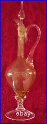 Vintage Empoli Glass Mid Century 50s-70s Hand-Blown Amber Glass Decanter Set (5)