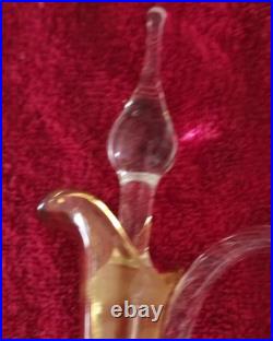 Vintage Empoli Glass Mid Century 50s-70s Hand-Blown Amber Glass Decanter Set (5)