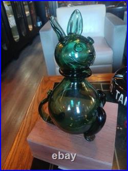 Vintage Empoli Glass Rabbit Decanter 10.25