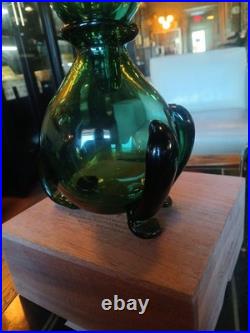 Vintage Empoli Glass Rabbit Decanter 10.25