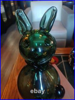 Vintage Empoli Glass Rabbit Decanter 10.25