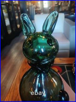 Vintage Empoli Glass Rabbit Decanter 10.25