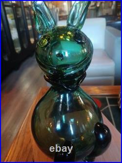 Vintage Empoli Glass Rabbit Decanter 10.25
