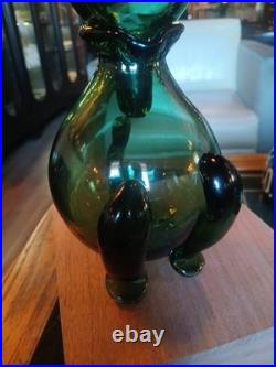 Vintage Empoli Glass Rabbit Decanter 10.25