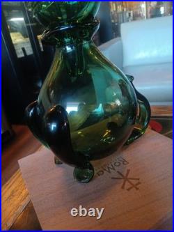 Vintage Empoli Glass Rabbit Decanter 10.25