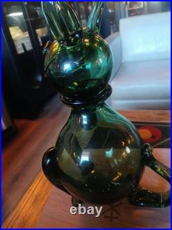 Vintage Empoli Glass Rabbit Decanter 10.25