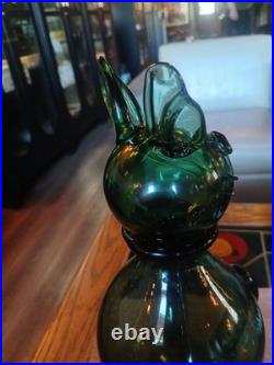 Vintage Empoli Glass Rabbit Decanter 10.25