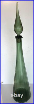 Vintage Empoli Green Cased Glass Genie Bottle/Decanter withStopper