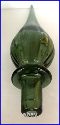 Vintage Empoli Green Cased Glass Genie Bottle/Decanter withStopper