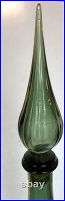 Vintage Empoli Green Cased Glass Genie Bottle/Decanter withStopper