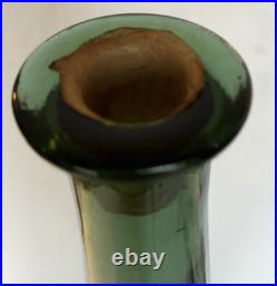Vintage Empoli Green Cased Glass Genie Bottle/Decanter withStopper