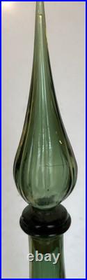 Vintage Empoli Green Cased Glass Genie Bottle/Decanter withStopper