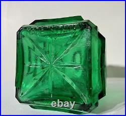 Vintage Empoli Green Glass Geometric Brutalist Glass Decanter Genie Bottle